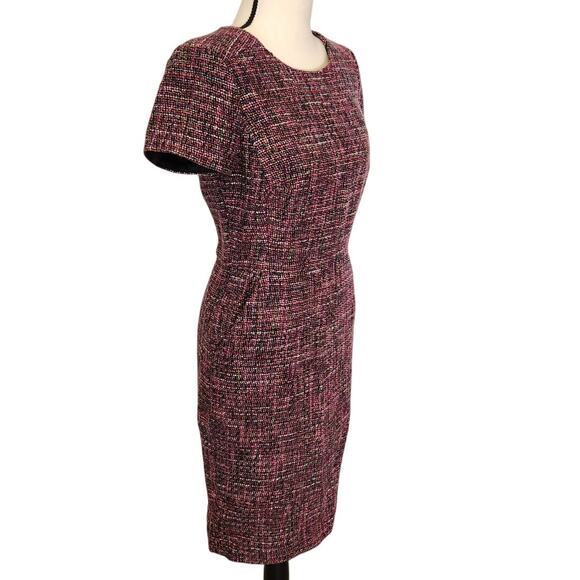 Boden Smart Day Pink & Green Multi Color Tweed Shift Dress Women Size 2 - Picture 4 of 8